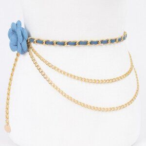 Flower Metal Double Layered Plus Size Chain Belt